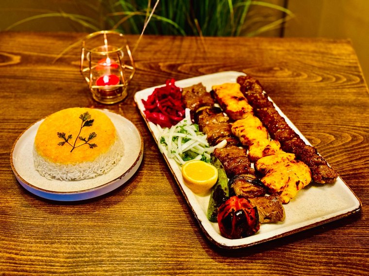 Charcoal-grilled Persian kababs