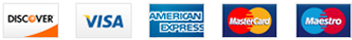 Accepted cards: Discover, Visa, American Express, Mastercard, Maestro
